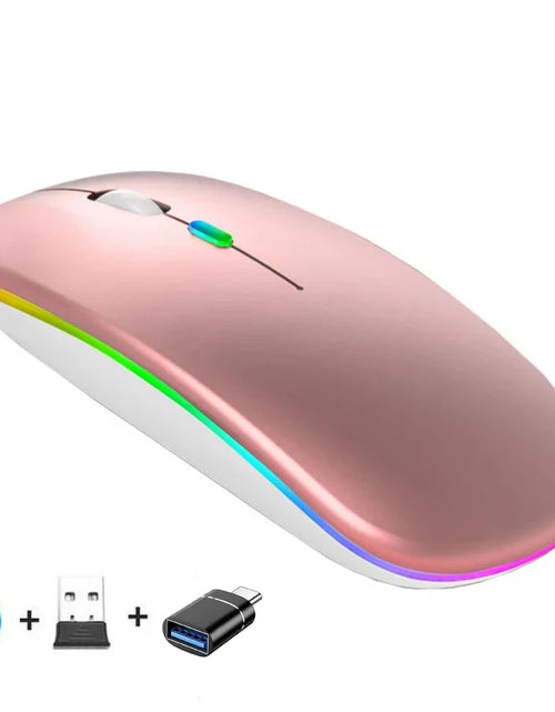 Load image into Gallery viewer, Rechargeable Wireless Mouse Bluetooth-Compatible 2.4Ghz Dual Modes Computer Mice with Nano Receiver for PC Laptop Macbook
