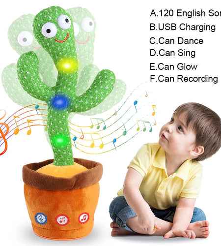 Dancing Talking Cactus Singing Talking Recording Mimic Repeating What You Say Toy Electronic Light up Plush Give for Kids Gifts