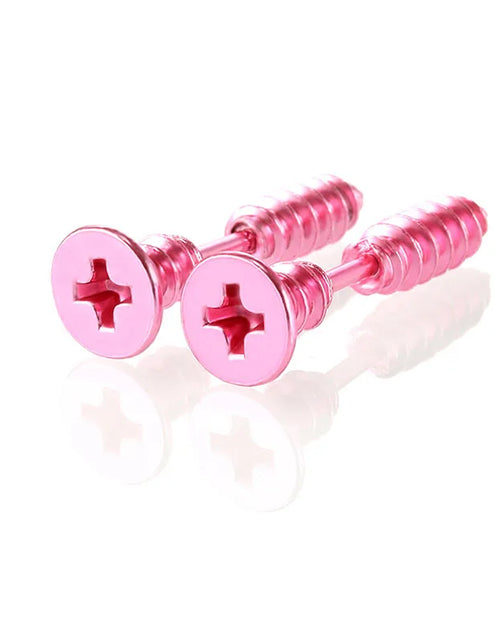Load image into Gallery viewer, 1Pair Punk Fashion Gold Black Colorful Stainless Steel Nail Screw Stud Earring for Women Men Helix Ear Body Piercing Jewelry
