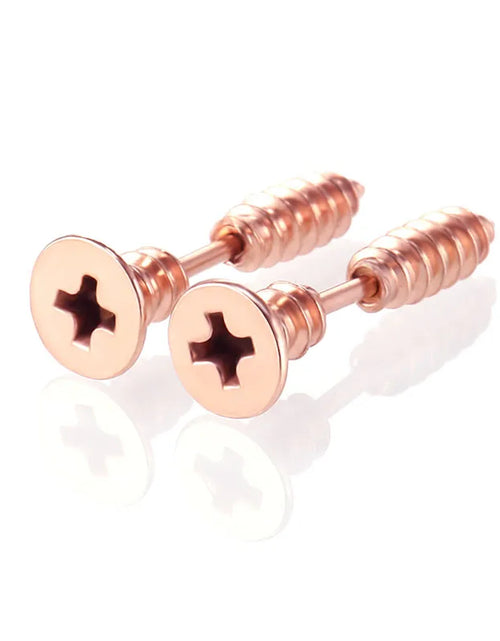 Load image into Gallery viewer, 1Pair Punk Fashion Gold Black Colorful Stainless Steel Nail Screw Stud Earring for Women Men Helix Ear Body Piercing Jewelry
