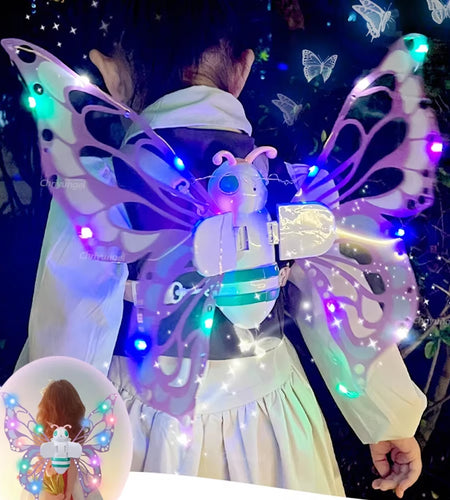 Electric Butterfly Wings Moving Elf Wing with Light Fairy Wings for Kids Birthday Christmas Cosplay Dress up Angel Girls Toy
