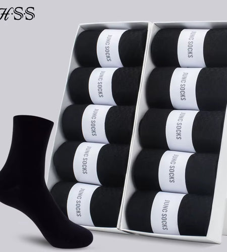 5/10 Pairs Men'S Cotton Blend Socks Black Business Men Socks Soft Breathable Summer Winter for Male Socks plus Size (6.5-14)
