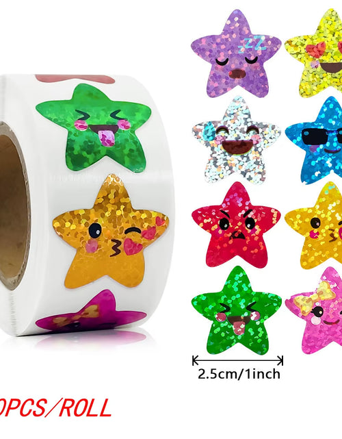 Load image into Gallery viewer, 50-500Pcs Colorful Star Stickers for Kids Reward School Classroom Adhesive Holographic Star Stickers for Teachers DIY Craft

