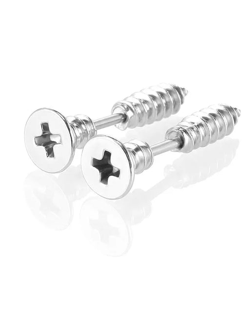 Load image into Gallery viewer, 1Pair Punk Fashion Gold Black Colorful Stainless Steel Nail Screw Stud Earring for Women Men Helix Ear Body Piercing Jewelry
