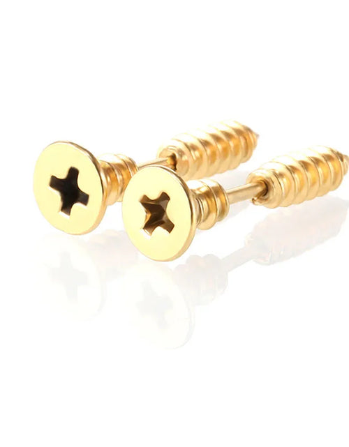 Load image into Gallery viewer, 1Pair Punk Fashion Gold Black Colorful Stainless Steel Nail Screw Stud Earring for Women Men Helix Ear Body Piercing Jewelry
