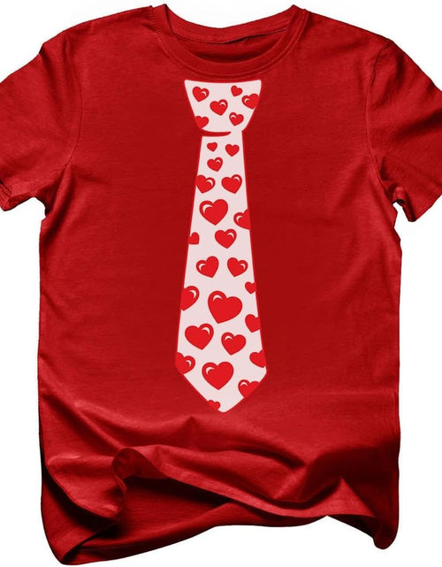 Load image into Gallery viewer, Boys Valentines Day Shirt Red Hearts Tie Toddler Infant Kids T-Shirt
