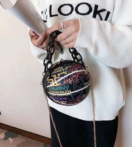 Brand Graffiti Basketball Bags for Women Newshoulder Bag Fashion Chain Purses and Handbags Designer Crossbody Bag Luxury Satchel