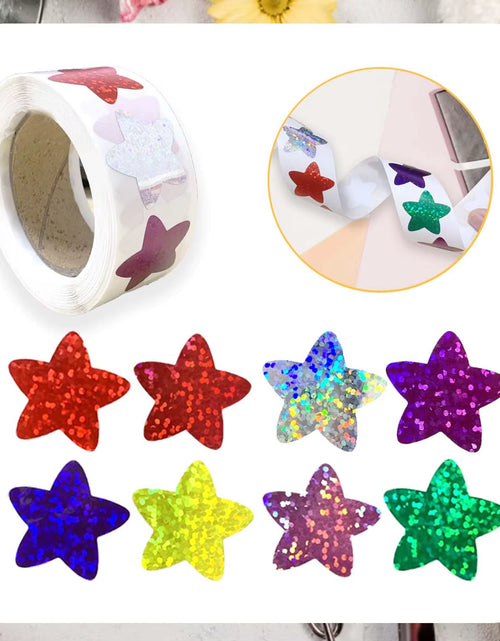 Load image into Gallery viewer, 50-500Pcs Colorful Star Stickers for Kids Reward School Classroom Adhesive Holographic Star Stickers for Teachers DIY Craft
